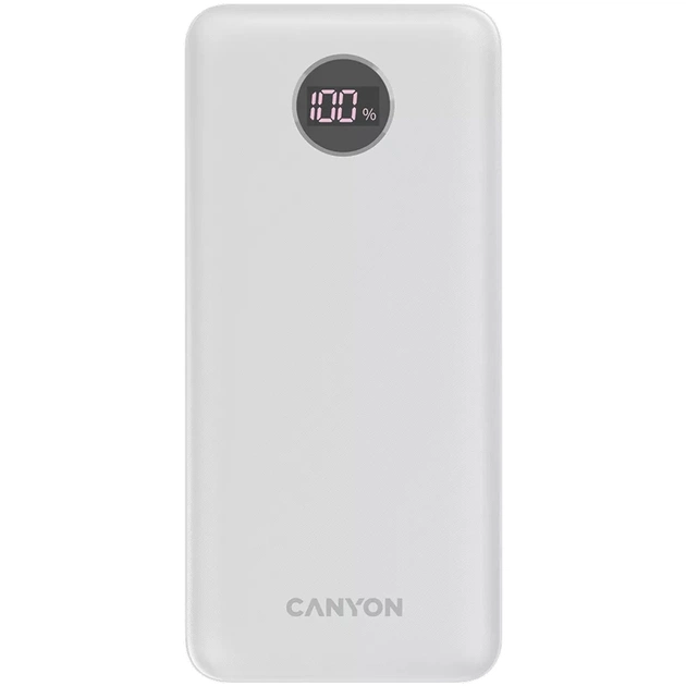 Батарея універсальна Canyon PB-2002 20000mAh, PD/20W, QC/3.0/22.5W, White (CNE-CPB2002W) - зображення 1