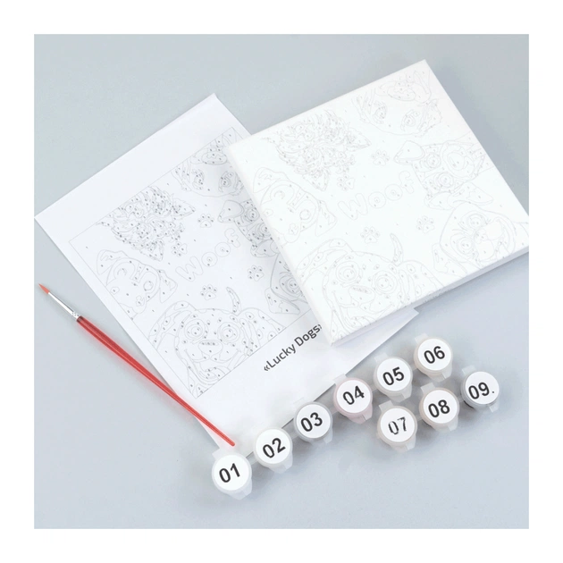 Картина по номерам Rosa Lucky Dogs, 15х15см, з мольбертом (4823098548560) - picture 4