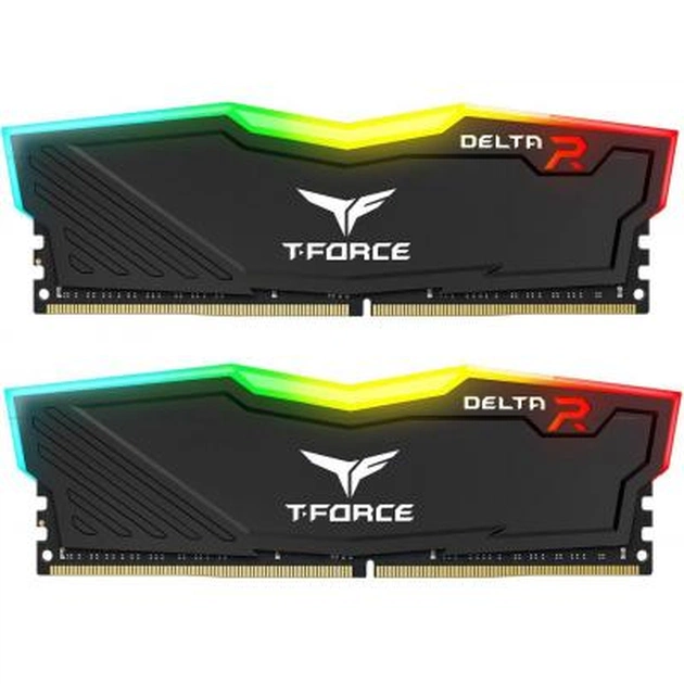 Модуль пам'яті для комп'ютера DDR4 16GB (2x8GB) 2400 MHz T-Force Delta Black RGB Team (TF3D416G2400HC15BDC01) - зображення 1