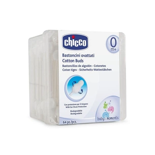 Ватні палички Chicco бавовняні з обмежувачем, 64 шт (09453.00) зображення 1