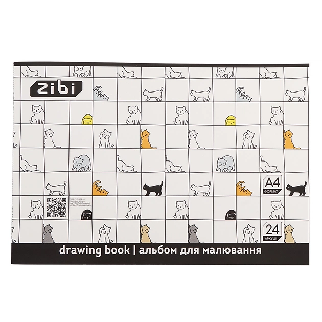 Альбом для рисования ZiBi А4 CUTE CATS, 24 листов на скобе (ZB.1424-12) - изображение 1