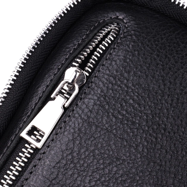 Сумка Grande Pelle Бананка з зернистої натуральної шкіри Чорна (22879) - зображення 8