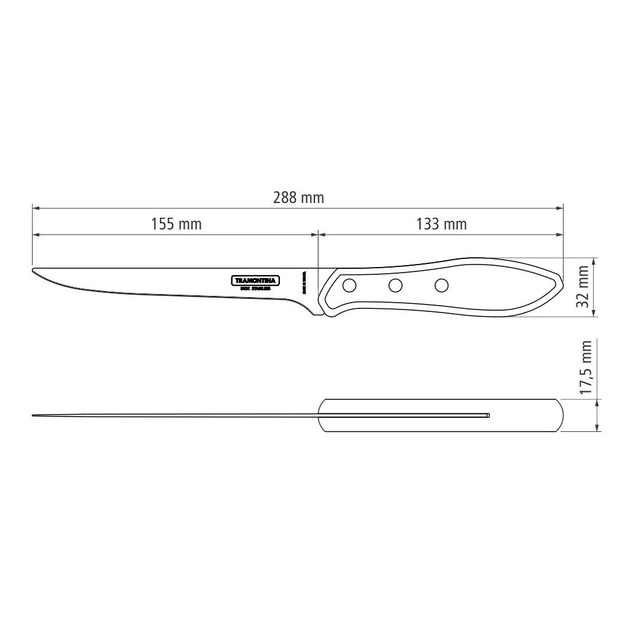 Кухонний ніж Tramontina Barbecue Polywood Fillet 152 мм Червоне Дерево (21188/176) - picture 4