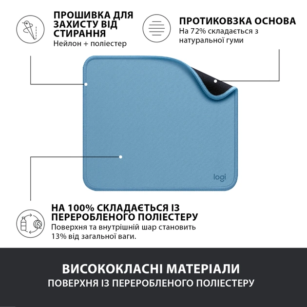 Килимок для мишки Logitech Mouse Pad Studio Series Blue (956-000051) - зображення 4