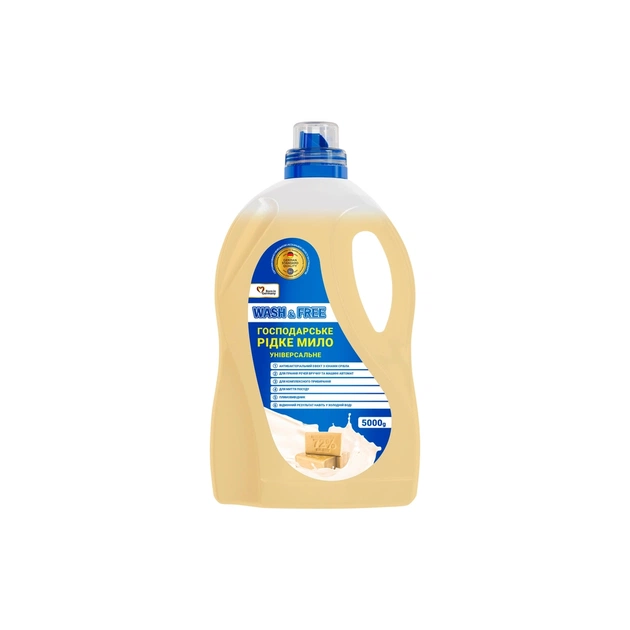 Гель для прання Wash&Free Універсальне господарське рідке мило 5 кг (4823128001768) - зображення 1