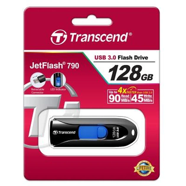 USB флеш накопичувач Transcend 128GB JetFlash 790 Black USB 3.0 (TS128GJF790K) - зображення 5