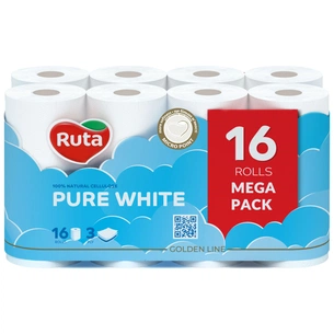 Туалетний папір Ruta Pure White 3 шари 16 рулонів (4820023748538) зображення 1