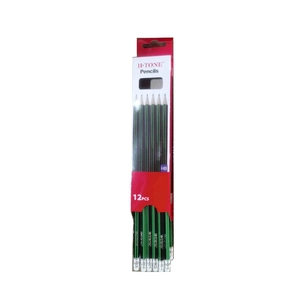Олівець графітний H-Tone НВ, з гумкою, чорний із зеленим, уп. 12 шт (PENCIL-HT-JJ30128) изображение 1
