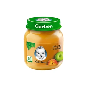 Дитяче пюре Gerber Яблуко та персик 130 г (7613033514890) зображення 1