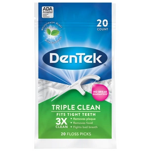Флос-зубочистки DenTek Потрійне очищення 20 шт. (047701110805) зображення 1