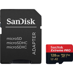 Карта пам'яті SanDisk 128 GB microSDXC UHS-I U3 Extreme Pro+SD Adapter (SDSQXCD-128G-GN6MA) изображение 1
