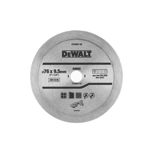 Диск пильний DeWALT алмазний кераміка/кахель, 76 х 1,0 х 9,5 мм, 1 шт. (DT20591) зображення 1