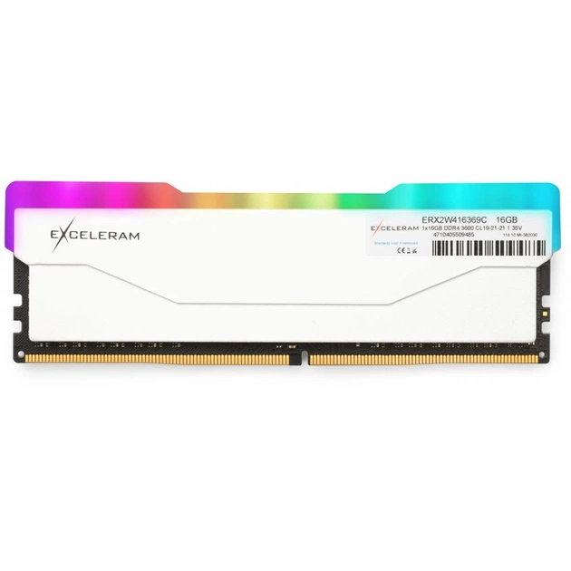 Модуль пам'яті для комп'ютера DDR4 16GB 3600 MHz RGB X2 Series White eXceleram (ERX2W416369C) - зображення 1