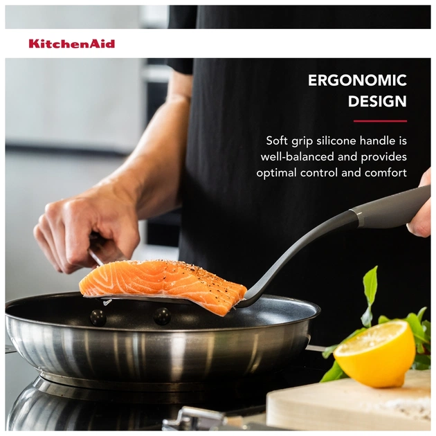 Лопатка кухонна KitchenAid Coreline з прорізами, 34,3 см, сірий (KAS002OHCGG) - picture 6