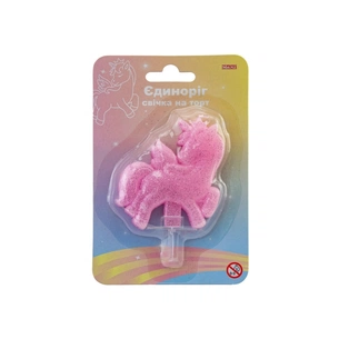 Свічка Maxi на торт "Єдиноріг" з блискітками, розмір 65x72 мм (MX624051) picture 1