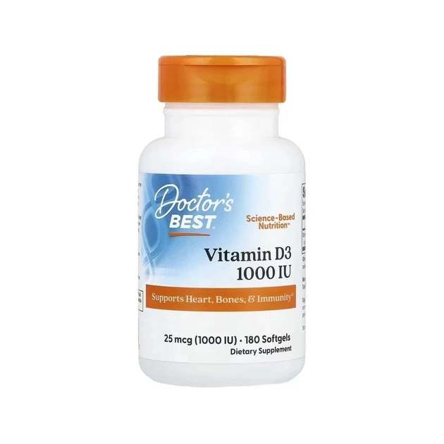 Вітамінно-мінеральний комплекс Doctor's Best Вітамін D3, 25 мкг (1000 МО), Vitamin D3, 180 желатинових капсул (DRB00209) - зображення 1