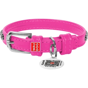 Нашийник для тварин WAUDOG Glamour з QR-паспортом "Стрази" XS Ш 9 мм рожевий (33067) зображення 1
