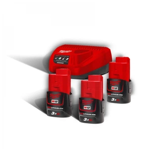 Набір акумулятор + зарядний пристрій Milwaukee Li-Ion M12 NRG-303 + ЗП, 3x3Ah (4933459207) зображення 1
