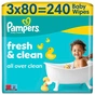 Детские влажные салфетки Pampers Fresh Clean 3x80 шт (240 шт) (8006530134422) - уменьшенное изображение 1
