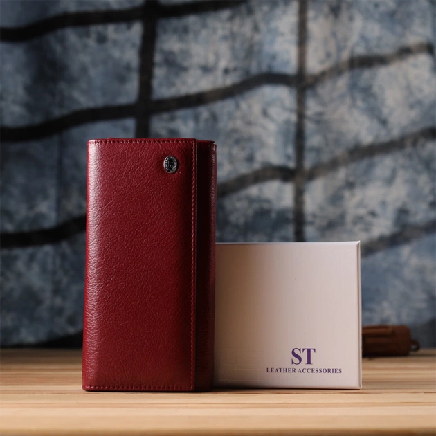 Гаманець ST Leather З натуральної шкіри Бордовий (23113) - изображение 12