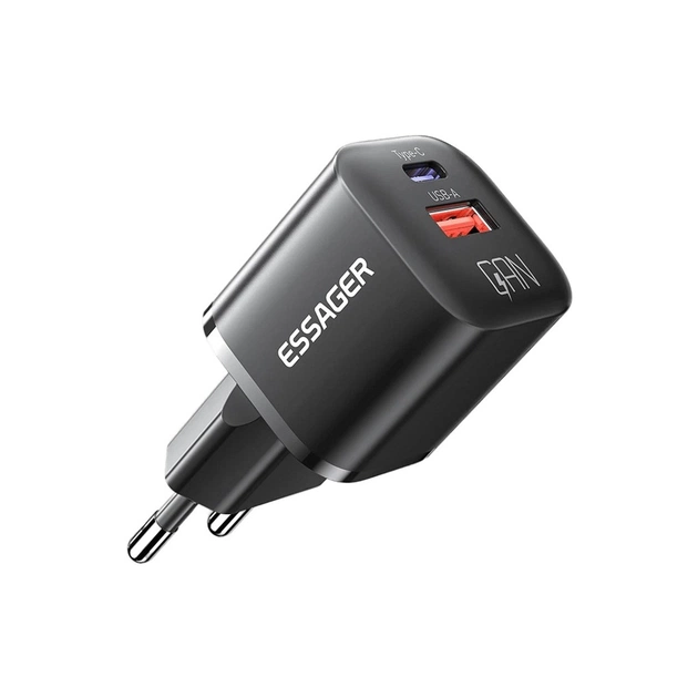 Зарядное устройство Essager 1xUSB + 1xUSB-C PD20W GaN (ECTAC-HMB01-P) - изображение 1