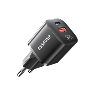 Зарядний пристрій Essager 1xUSB + 1xUSB-C PD20W GaN (ECTAC-HMB01-P) зображення 1