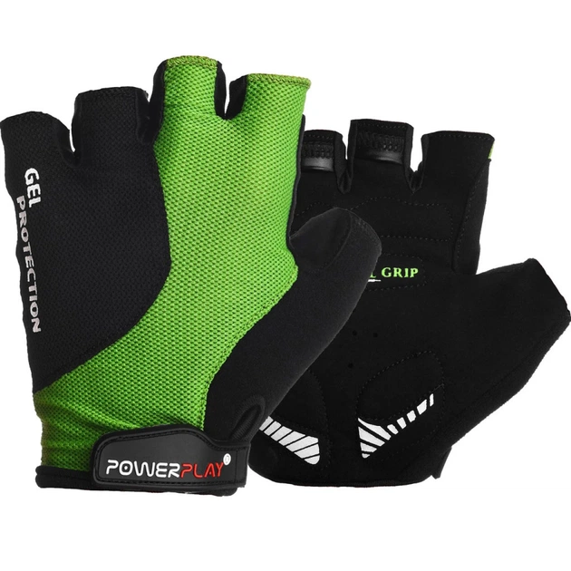 Велорукавиці PowerPlay 5028 Black/Green L (5028A_L_Green) - зображення 1
