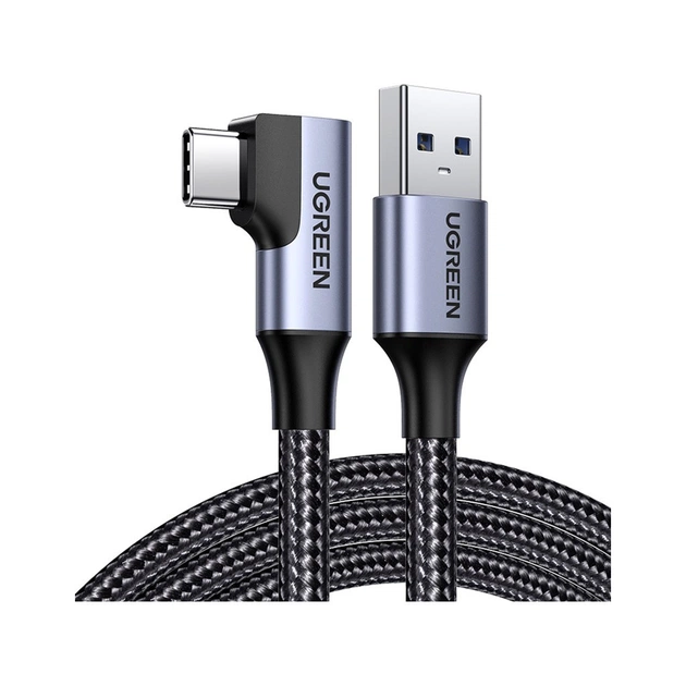 Дата кабель USB 3.0 AM to USB-C 1.0m 60W US385 90° Black Ugreen (20299) - изображение 1