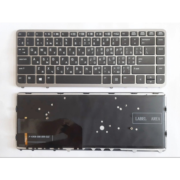 Клавіатура ноутбука HP EliteBook 840, 850 G1/G2, ZBook 14 G1/G2 чорна зі сріблястою рамкою та підсвіткою (A46121) - изображение 1