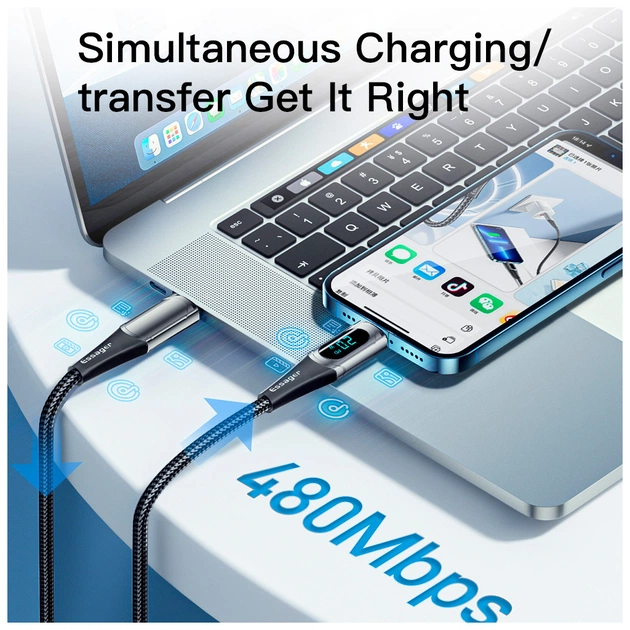 Дата кабель USB-C to Lightning 1.0m 20W Digital Display blue Essager (EXCTL-YD03) - зображення 7