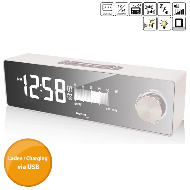 Настільний годинник Technoline з радіо WT483 White/Silver (DAS302714) - picture 4