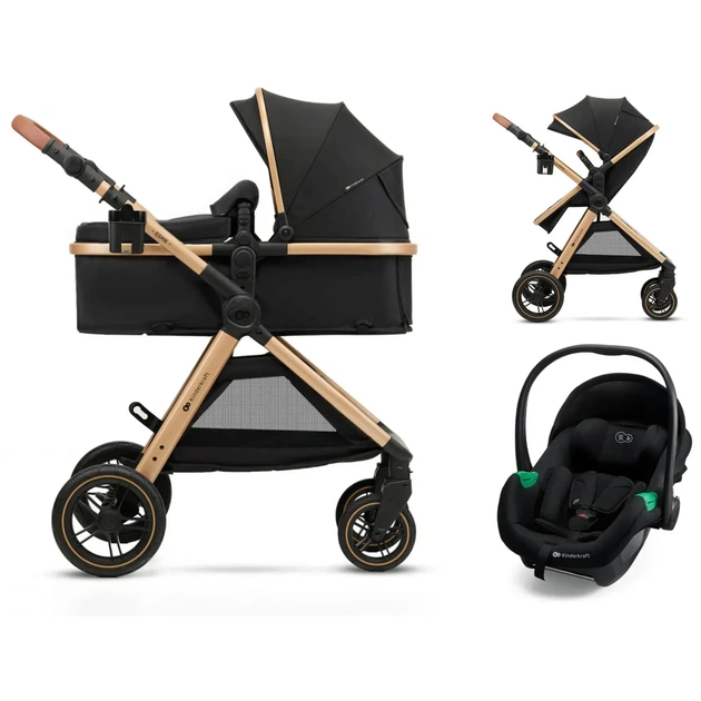 Коляска Kinderkraft 3 в 1 Esme Pro Pure Black (KSESME00BLK300N) (5902533929351) - изображение 1