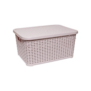 Кошик для зберігання Irak Plastik під ротанг з кришкою пудровий 18 л (5624) зображення 1