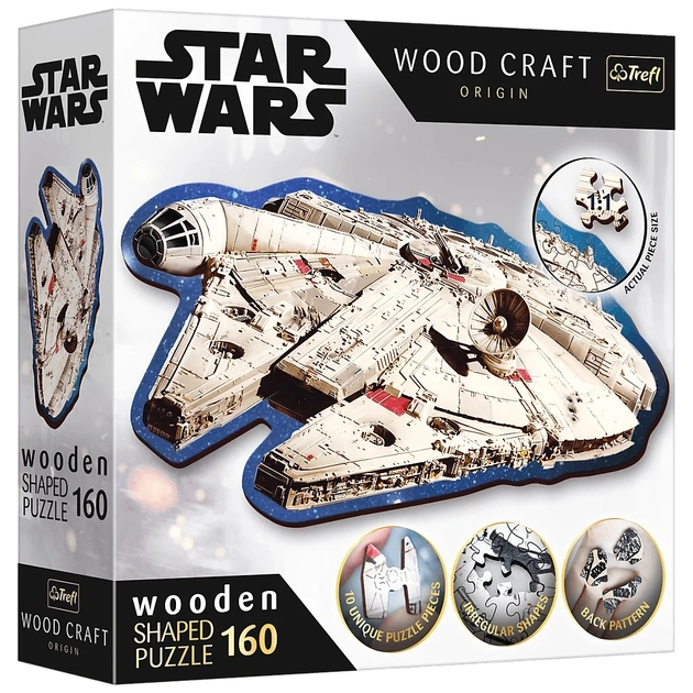 Пазл Trefl Wooden Star Wars Тисячолітній сокіл 160 елементів (5900511201895) - зображення 1