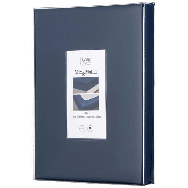 Простирадло Ardesto на резинці Mix&Match, 100% бавовна, сатин синій 160х200+30 см (ART1620FSN) - зображення 3