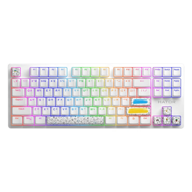 Клавіатура Hator Rockfall 2 Mecha TKL Authentic Edition Aurum Milky Way Silent USB White (HTK-531) - зображення 1