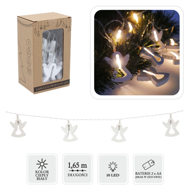 Гирлянда Chomik Янгол 10 LED, теплий білий, IP20, 2хАА (5900779854048) - изображение 1
