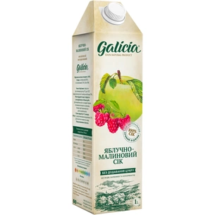 Сік Galicia Яблучно-малинового пастеризованого неосвітленого 1 л (4820209563467) изображение 1