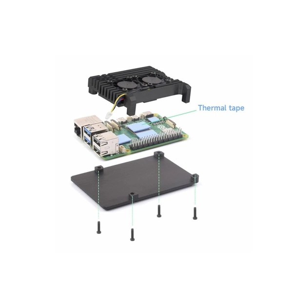 Корпус для Мікро ПК KUONGSHUN for Raspberry Pi 5 Alu 2 fans (RA787) - picture 5