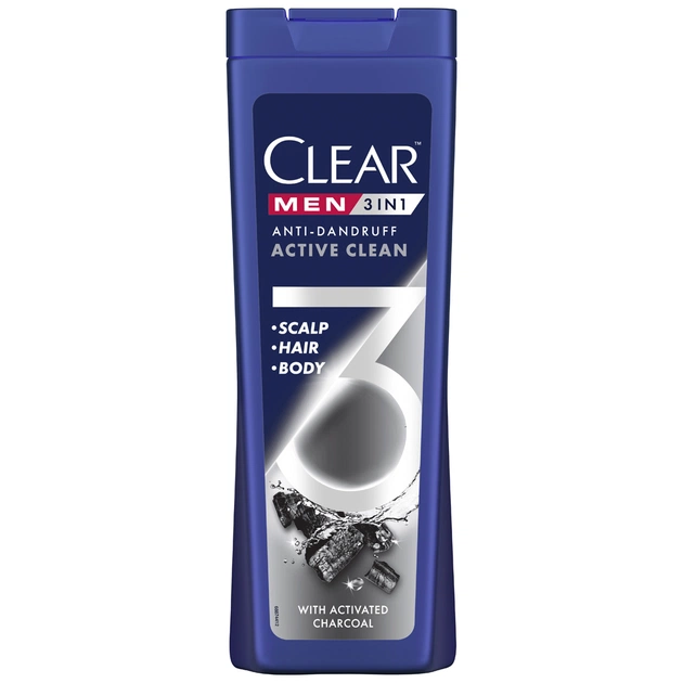 Шампунь Clear 3 в 1 С активированным углем для мужчин 360 мл (8720181242007) - изображение 1