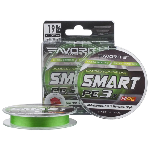 Шнур Favorite Smart PE 3x 150м 0.15/0.066mm 2.5lb/1.2kg Light Green (1693.10.60) - изображение 1