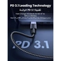 Дата кабель USB-C to USB-C 2.0m PD3.1 240W 480Mbps braided black Ugreen (75732) - зменшене зображення 3