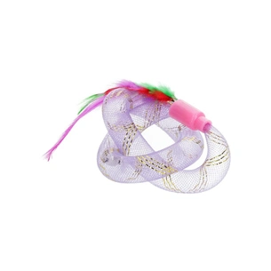 Іграшка для котів Hippie Pet З пір'ям фіолетова 19 см (HIPCT22022V) зображення 1