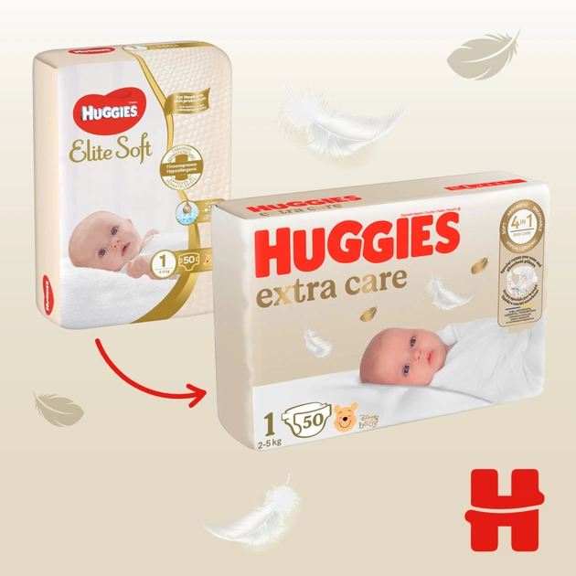 Підгузки Huggies Extra Care Розмір 1 (2-5 кг) 50 шт (5029053564883) - зображення 4