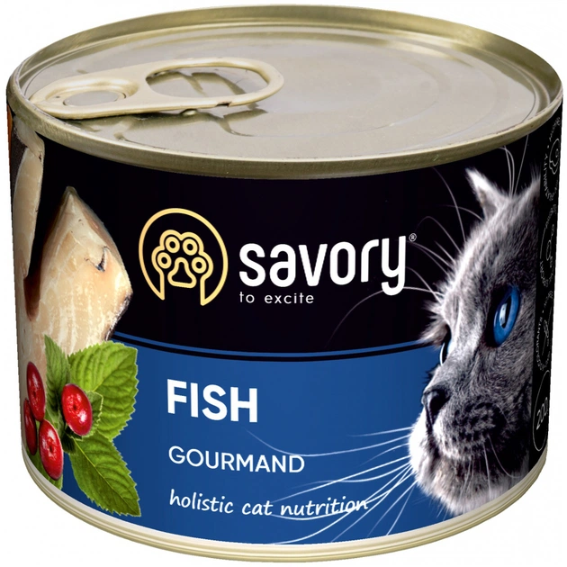 Влажный корм для кошек Savory Cat Can Adult для привередливых котов (рыба) 200 г (4820232630648) - изображение 1