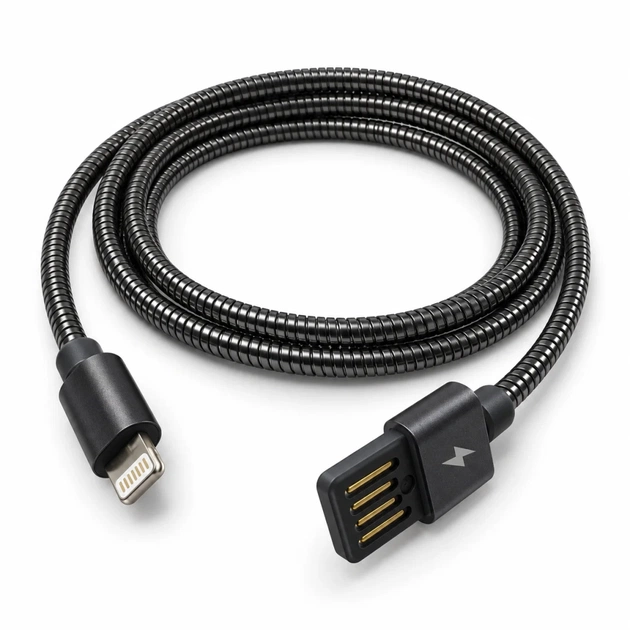 Дата кабель USB 2.0 AM to Lightning 1.0m 2.4A metal black XoKo (XK-CTL-001-BK) - зображення 1