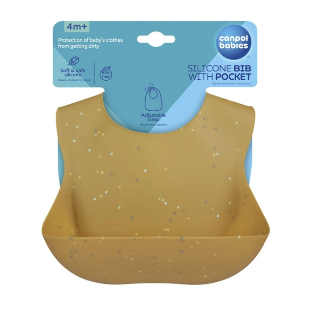 Нагрудничок Canpol babies DOTS силіконовий з кишенькою жовтий (51/029_yel) - picture 2