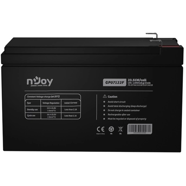 Акумуляторна батарея Njoy GP07122F 12V 7AH (BTVACGUOBTD2FCN01B) AGM - зображення 4
