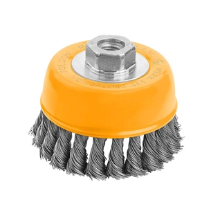 Щітка для електроінструменту Tolsen чашка плетена 100 мм М14, стальний дріт 0.5 мм (77612) зображення 1