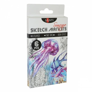Художній маркер Santi набір двосторонніх sketch Seascape 6 шт (390567) зображення 1
